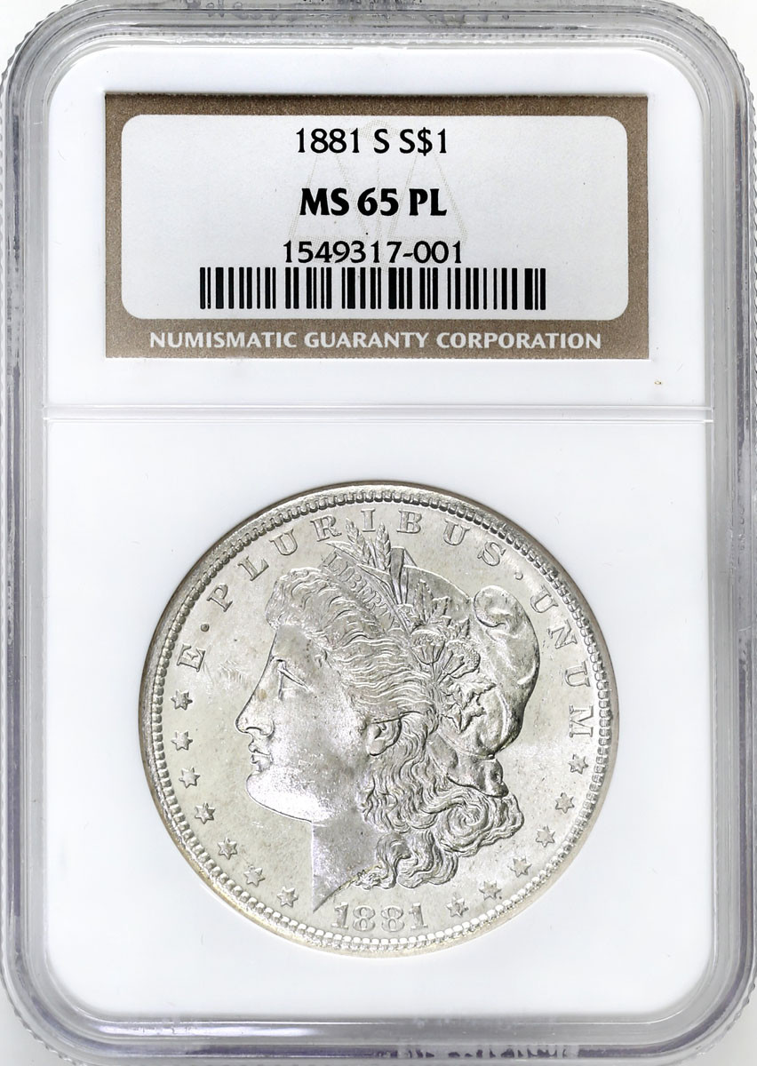 USA. 1 dolar 1881 S, San Francisco NGC MS65 PL - PIĘKNY